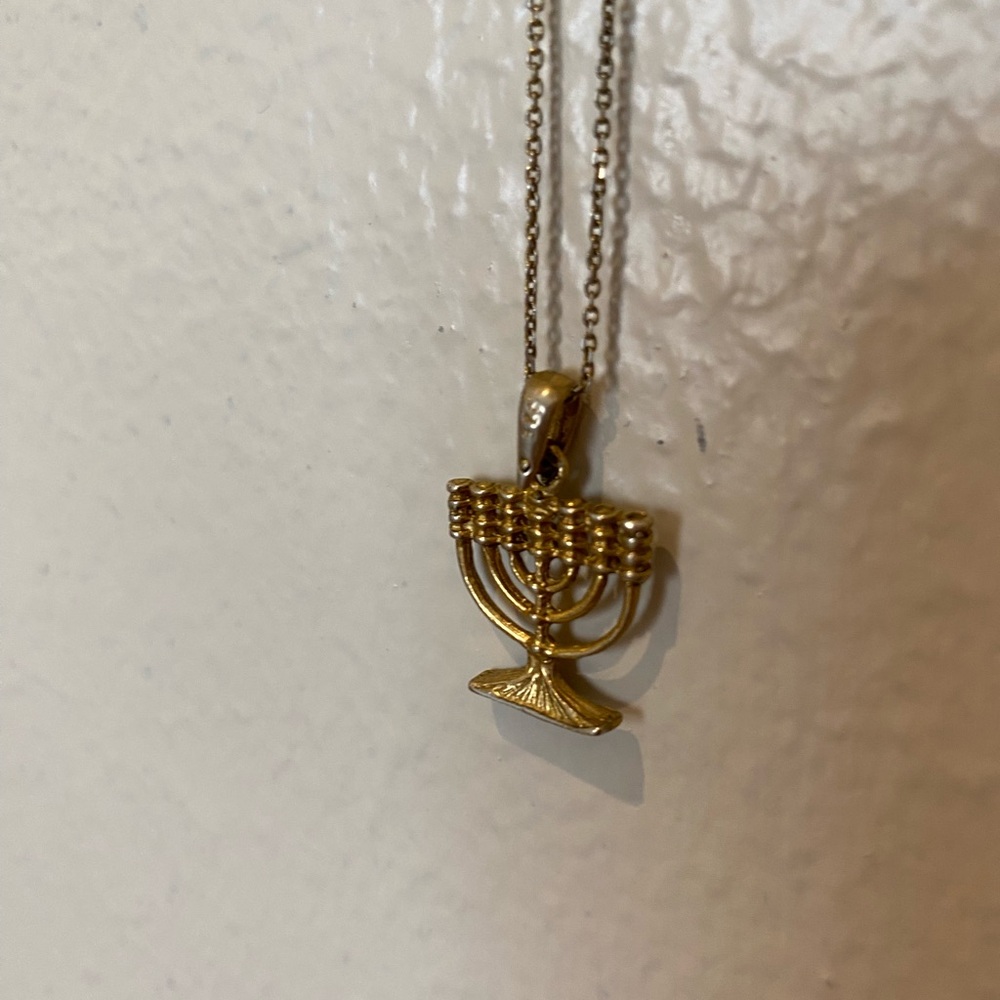 14K Gold (plated Sterling Silver) Menorah Pendant Necklace | Judaica